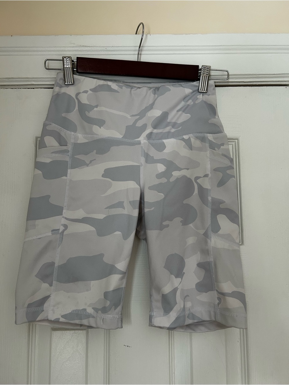 White/Grey Camo High-Rise Bike Shorts